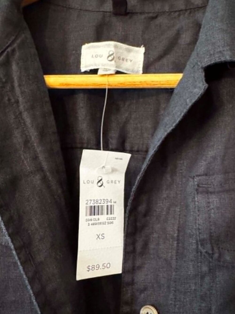 Lou & Grey Linen Button Front Shirt Dress — Black — NWT XS - Picture 5 of 5